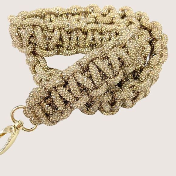 Gold Sparkle Rhinestone Crystal Handbag STRAP - Picture 1 of 12